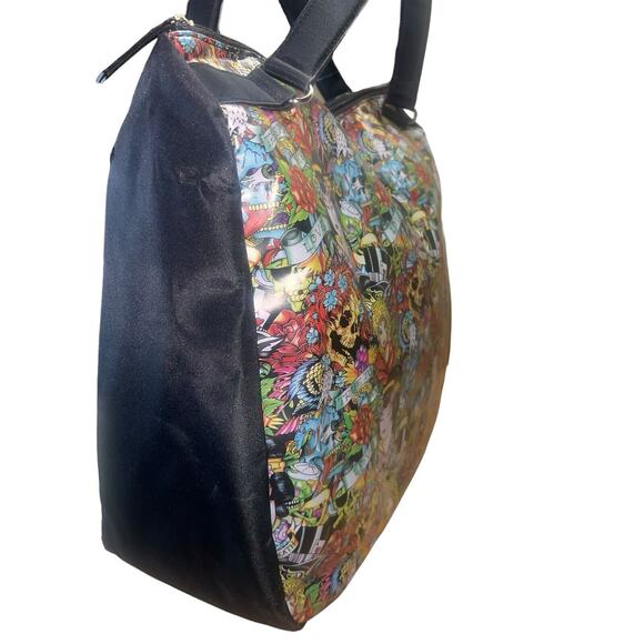 Christian Audigier Ed Hardy KISS OF DEATH True to My LOVE GEISHA large tote bag - Picture 3 of 7